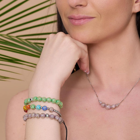 Periwinkle | .925 Sterling Silver | Firefly Glass Infinity Clasp Necklace